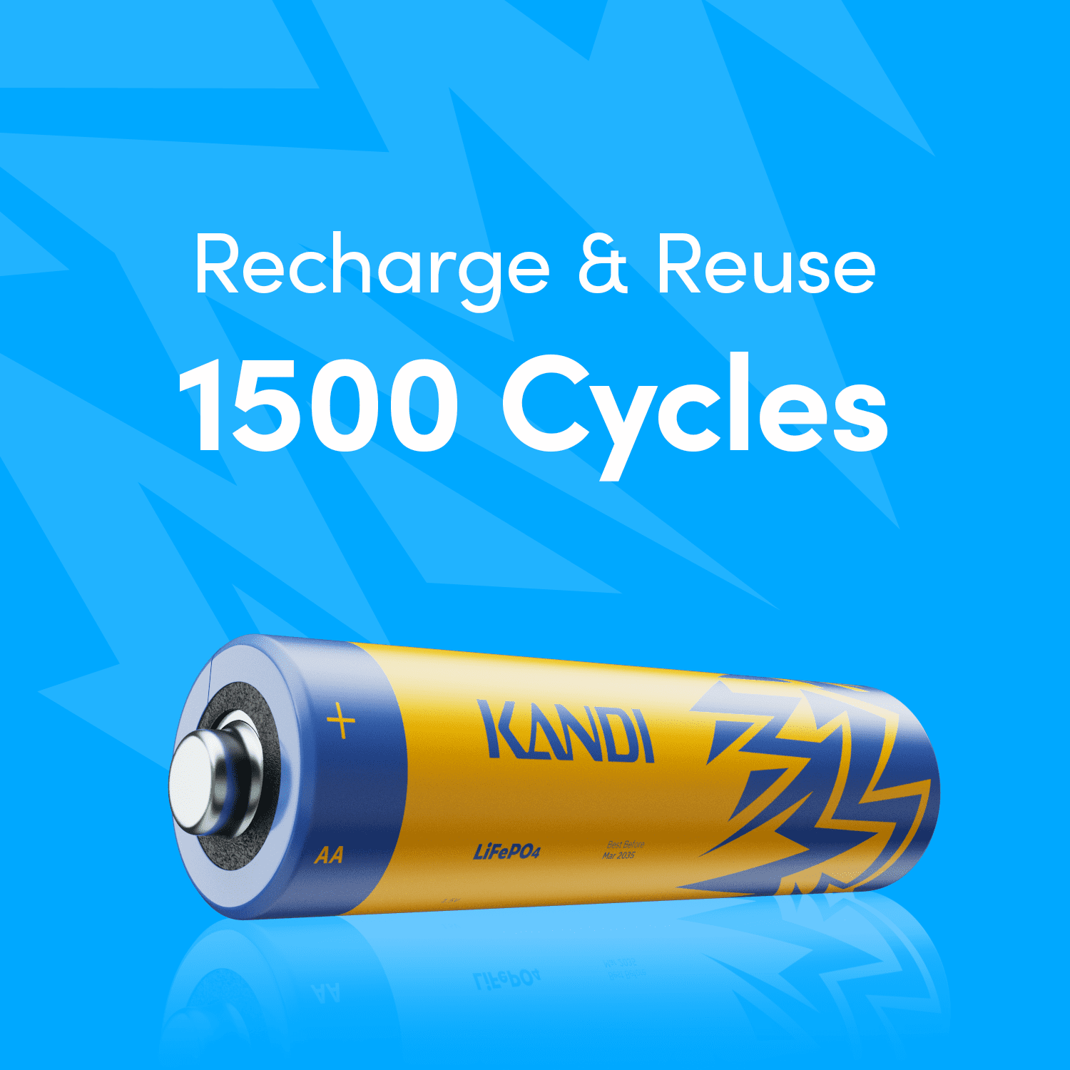 Kandi AA Lithium Rechargeable Batteries 12 Pack-Lightning
