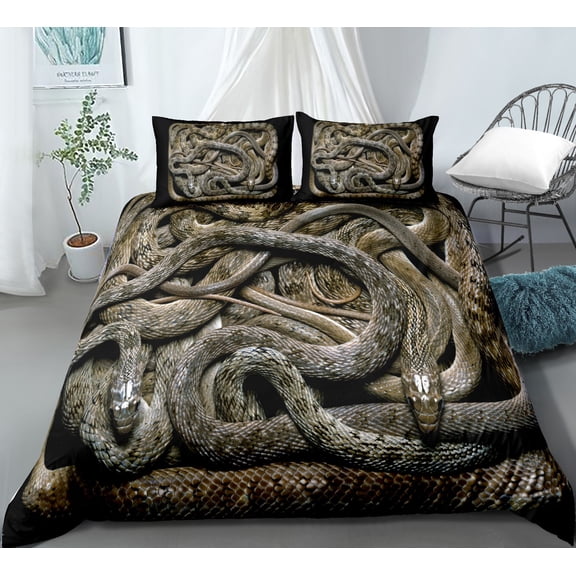 3D Snake Style Print Bedding Set for Bedroom Soft King Size Duvet Cover Bedspreads Comefortable Quilt with Pillowcase Kids Adult