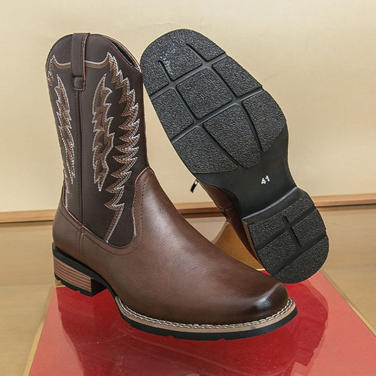 Mepaouo Cowboy Boots for Men Square Toe Western Mid Calf  display picture 1