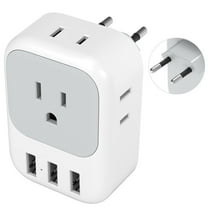 European Travel Plug Adapter 4 AC Outlets with 3 USB,EU Power Plug Adaptor for US to Most of Europe Italy, Spain, Switzerland, France, Greece, Iceland, Germany