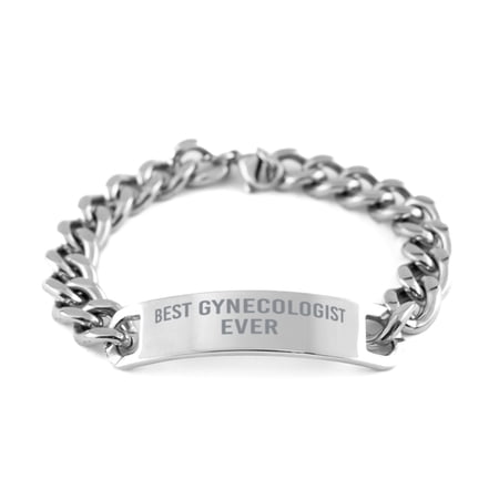Best Gynecologist Ever Gift for Him Men Stainless Steel Cuban Link Bracelet Coworker Jewelry