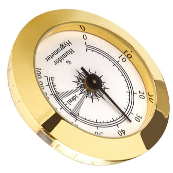 Hygrometer Humidor Gauge Mechanical Round Small Analog Embedded Metal Gift for Friends