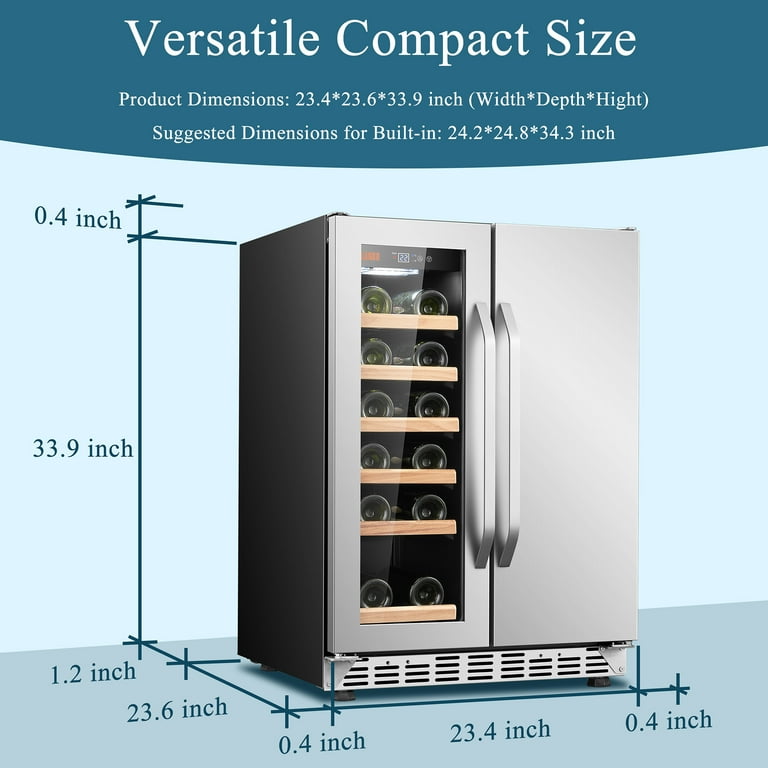 Lanbo 24 inch Dual Zone 18 Bottle Wine and 55 Can Beverage Cooler
