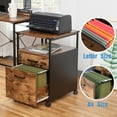 thumbnail image 2 of JJS Wood File Cabinet, Mobile Open Shelf Home Office Filing Cabinet Printer Stand for Letter Size Hanging Files, Rustic Brown, 2 of 8