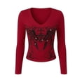 thumbnail image 4 of Womens Vintage Graphic Y2K Tops Short Sleeve Slim Fit T-shirt 2000s Trendy Emo Shirts Streetwear Grunge Clothes Summer Going Out Tops, 4 of 4