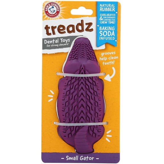 Arm & Hammer Super Treadz Mini Gator Durable Dental Dog Chew Toy 5 in