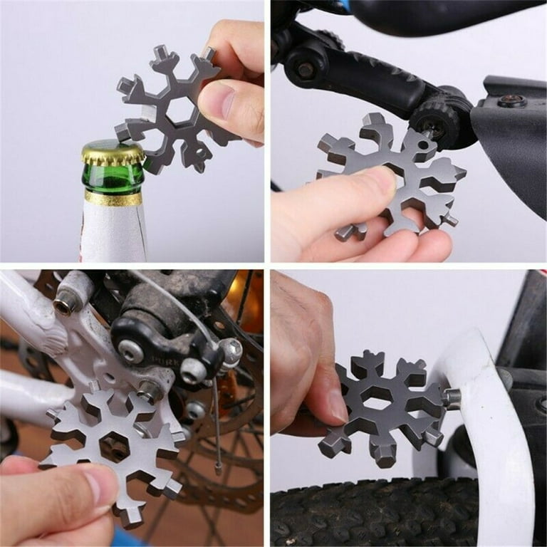 Southwit 2 Pcs Snowflake Tools 18-in-1 Stainless Steel Snowflakes Multi-Tool Fathers Day Giftss for Husbands, Keychain Multitool New Tools and Gadgets