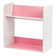 IRIS 2-Tier Tilted Shelf Book Rack, Pink and White