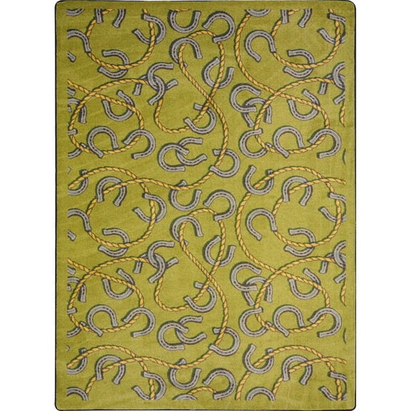 Joy Carpets Kaleidoscope Rodeo 3'10" x 5'4" Area Rug in Color Olive