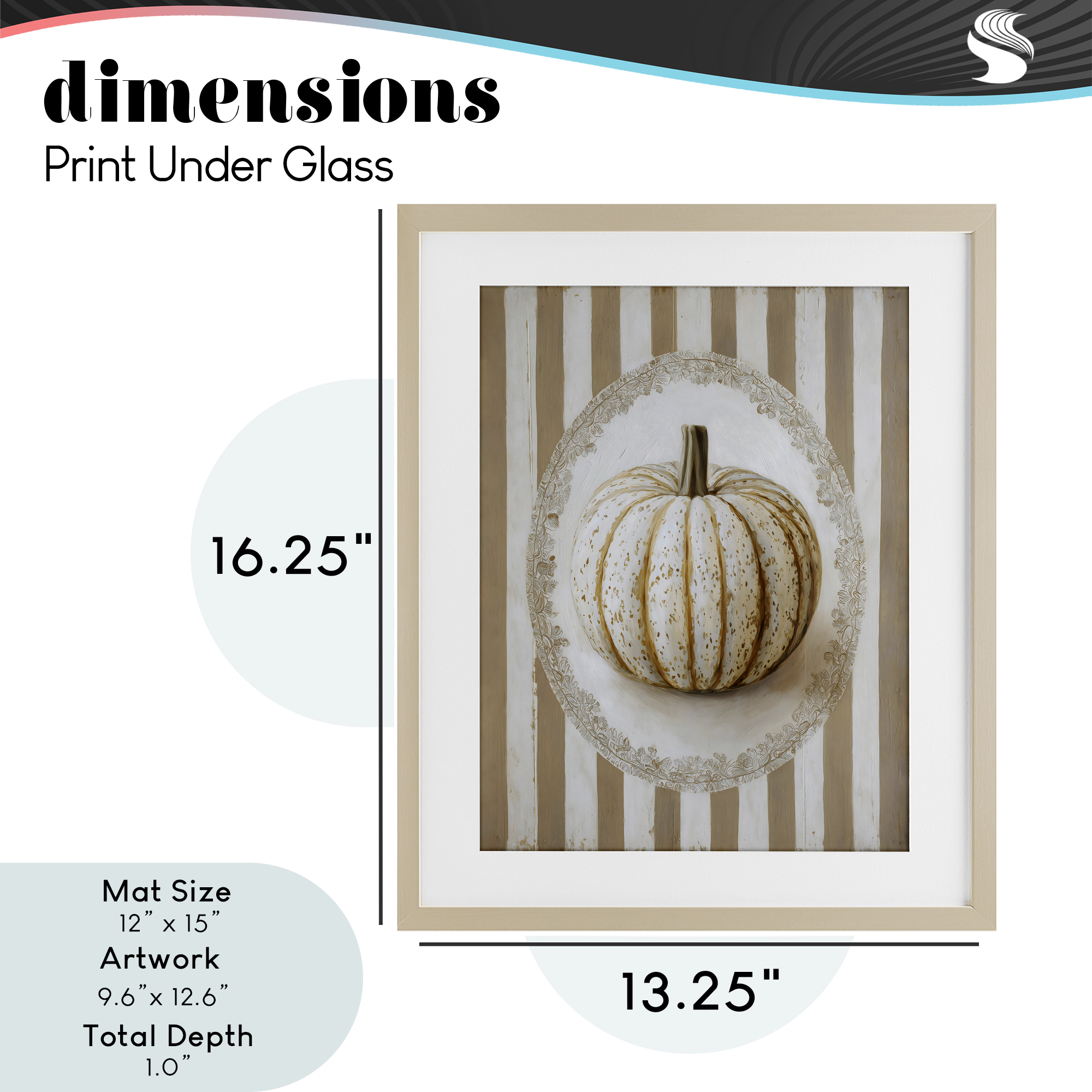 Beige Stripes Pumpkin Birch Framed Print Under Glass, design by Arlington Prints