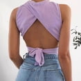 thumbnail image 4 of Conairie Ribbed Tank Tops For Women Scoop Neck Sleeveless Stretchy Ribbed Knit Crop Basic Blouses Solid Color Summer Casual Tee Purple S, 4 of 5