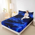 thumbnail image 4 of Feelyou Blue Racing Car Queen Sheet Sets for Teens, Rustic Horse Animal Flat Sheet, Chic Honeycomb Abstract Queen Fitted Sheet, 4pcs, 4 of 7