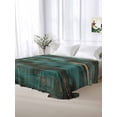 thumbnail image 5 of Teal Brown Wood Print King Size Flat Sheet, Wrinkleproof & Fadeproof Cooling Flat Bed Sheet Only, Farmhouse Vintage Plank Breathable Soft Bedding Top Sheets 105 x 98 Inches, 5 of 8
