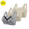 thumbnail image 1 of Latrodar Bras for Women Front Closure Bralettes for Women 3-Pack Supportive Bralettes No Underwire Deep Cup Leisure Full Coverage Bralette with Wide Straps Solid Embroidered Underwear for Lady Running, 1 of 3