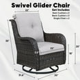 thumbnail image 2 of Gymojoy Outdoor Swivel Chairs Set of 2, Patio Wicker Rocker Chairs Ideal for Porch Balcony Deck Yard, Brown Wicker/Beige Cushions, 2 of 11