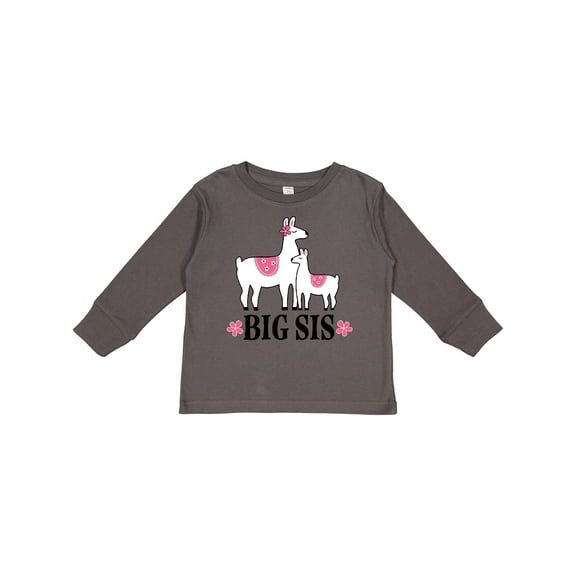 Inktastic Big Sis Girls Llama Sister Girls Long Sleeve Toddler T-Shirt