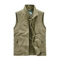 thumbnail image 2 of BiZtdJrK Mens Big and Tall Solid Vests Slim Fit Zipper Sleeveless Stand Collar Vest Coat Outdoor Lightweight Casual Workwear Jacket with Zipper Pockets Prime Day Sales Khaki XL, 2 of 3