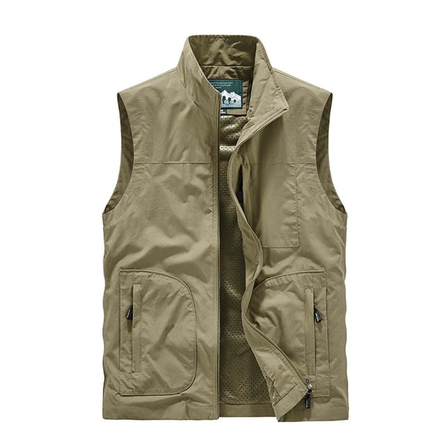 LOVZFMLL Jackets for Men's Work Clothes Jacket Solid Color Stand Collar Multiple Pockets Outdoor Sports Photography Coat