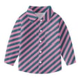 thumbnail image 6 of Oxford Dress Shirts for Boys Striped Long Sleeve Collared Button Up Shirt with Chest Pocket School Uniform (6-12 Months, Pink 02), 6 of 7