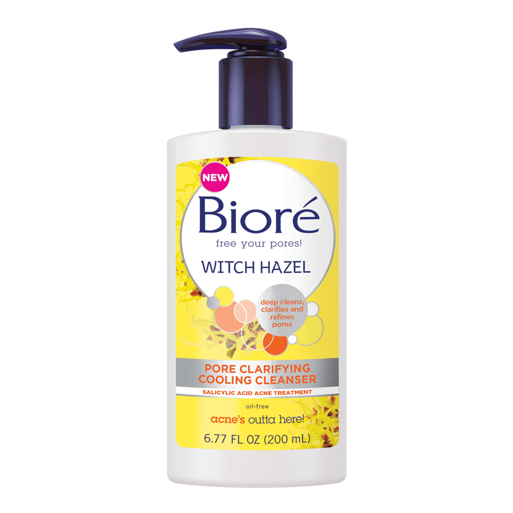Biore 2% Salicylic Acid Witch Hazel Pore Clarifying Daily Refreshing and Cooling Facial Cleanser 