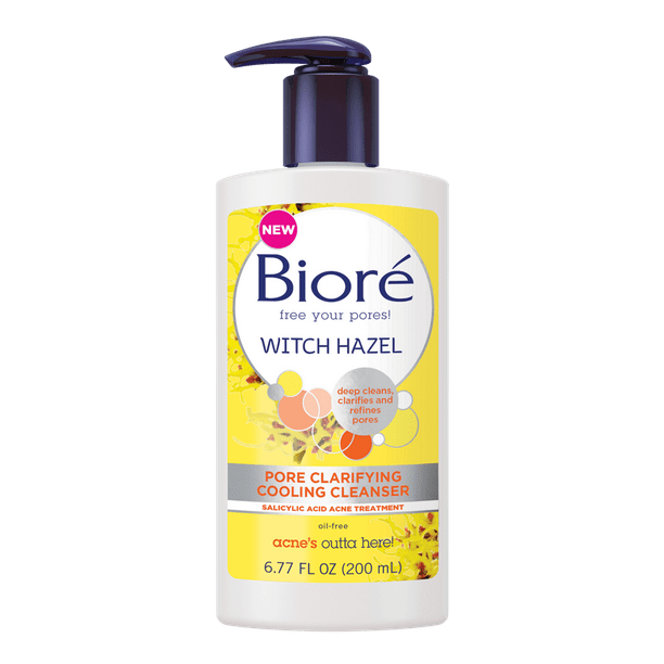 Biore Witch Hazel Facial Cleanser, Acne Prone Skin, 6.77 fl oz