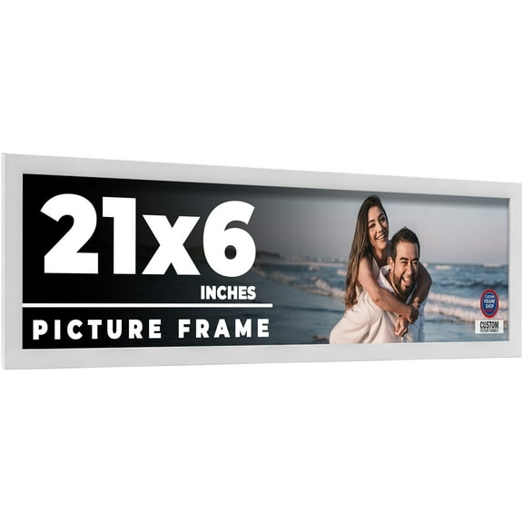 21x6 Frame White Solid Wood Picture Frame Includes UV Acrylic Shatter Guard Front, Acid Free Foam
