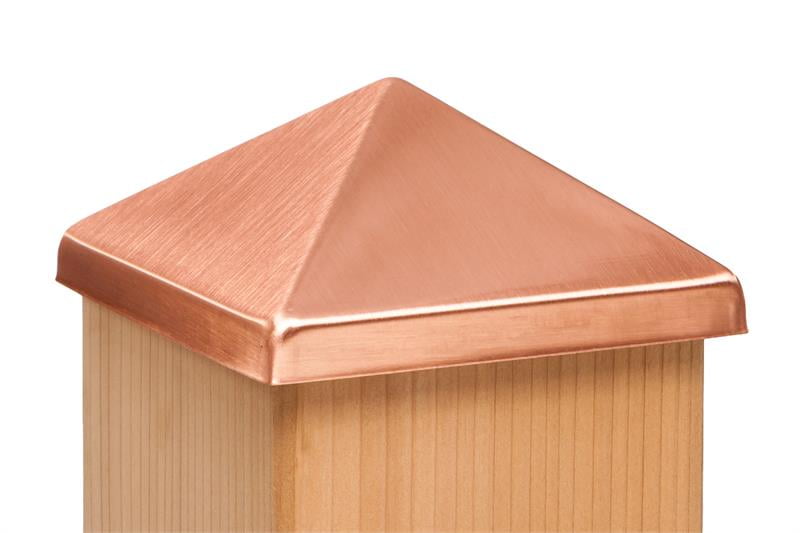 4x4 Post Point Cap - Solid Copper (3-1/2' x 3-1/2')