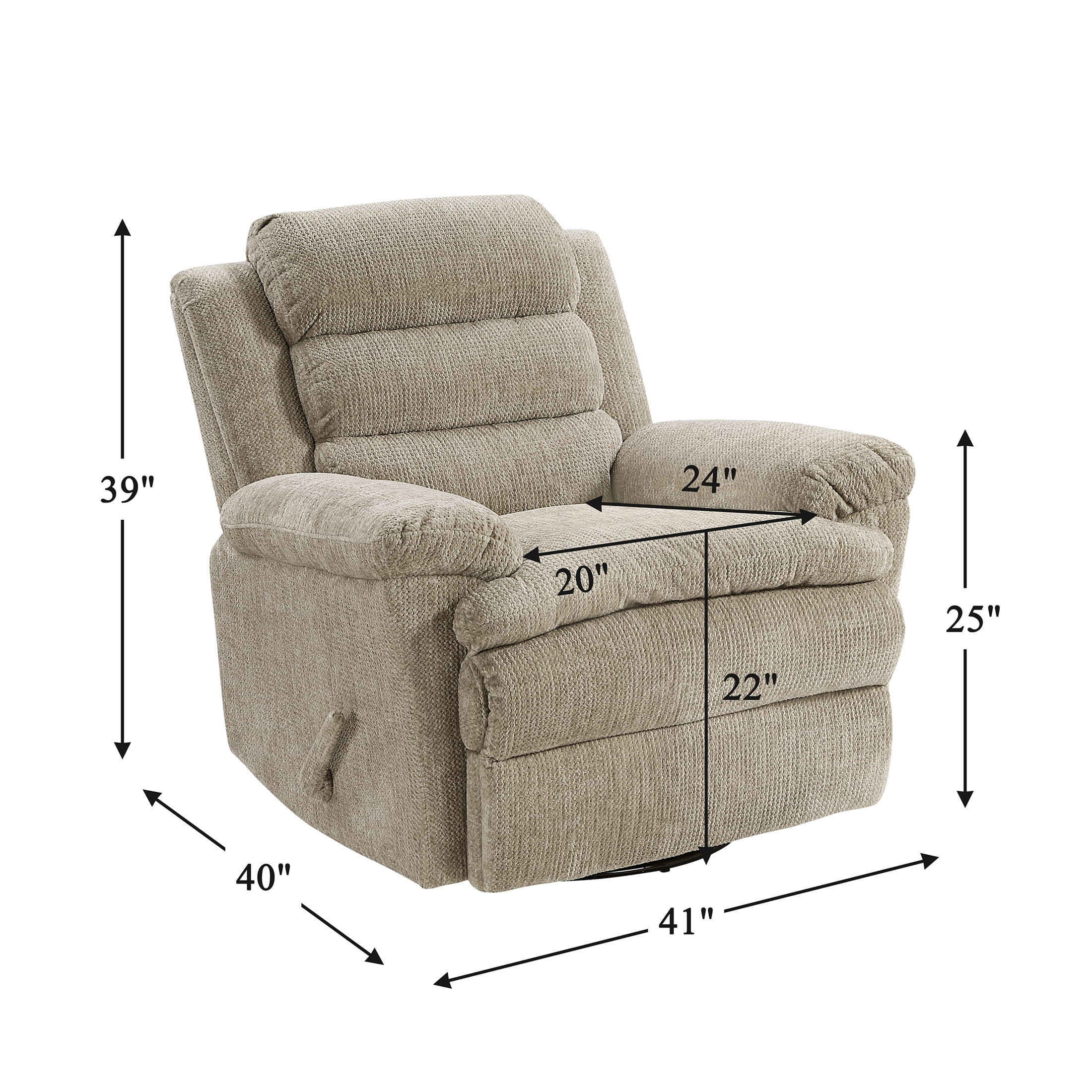 OakvillePark Windcroft Microfiber Swivel Glider Reclining Chair, Brown