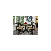 Kitchen Table Set for 4 - 42" Round Dining Table & 4 Linen Chairs - Cappuccino Finish