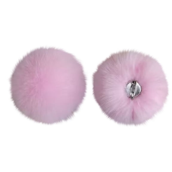 Faux Fur Pom Pom Balls DIY Faux Rabbit Fur Fluffy Pom Pom with Elastic Loop Pom Pom for Hats Keychains Scarves Gloves Bags Accessories , Light pink - S