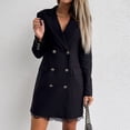 thumbnail image 4 of Gspmoly Robes pour Femmes, Mode Femmes Robe à Col en V en Dentelle à Double Boutonnage de Couleur Unie à Manches Longues Robes de Vacances pour Femmes jusqu'à 65 % de Rabais, 4 of 9