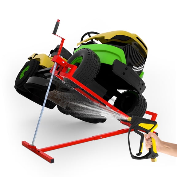 LuckyNote Heavy Duty Steel Riding Mower Lift, 880 lbs Lawn Mower Lift Jack, Foldable Telescopic Maintenance Jack with Manual & Power Tool Handle, Red