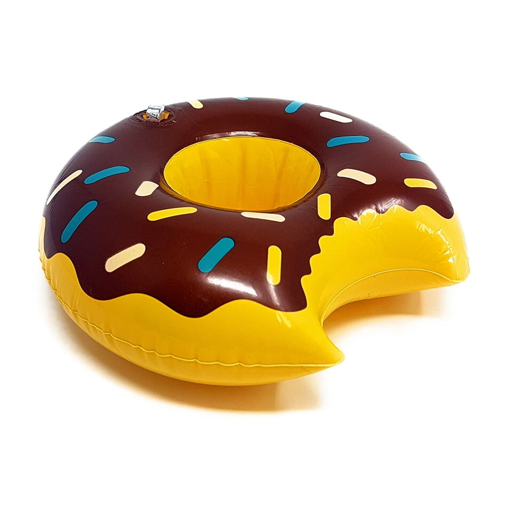 Chocolate Doughnut Inflatable Drink Cup Holder Hot Tub Swimming Pool Beach Party 