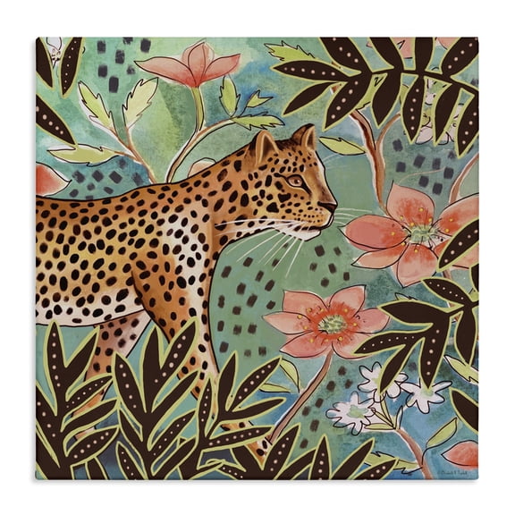Stupell Industries Eclectic Leopard & Jungle Florals Canvas Art, 17 x 17, by Elizabeth Tyndall