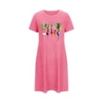 thumbnail image 5 of DeHolifer Nightgowns for Women Short Sleeve Sleepshirt Crewneck Casual Printed Sleepwear Soft Nightshirt Pajama Dress Hot Pink L, 5 of 7