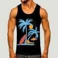 thumbnail image 2 of Linfrsh Mens Summer Beach Tank Top Tropical Print Sleeveless Muscle Basic Tee Vacation Tops Vintage Graphic T Shirt Shirts Black,XL, 2 of 5