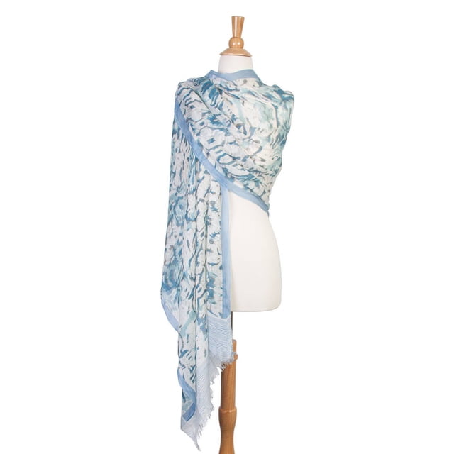 Gravity Threads Foulard à Motifs Transparents pour Femmes - Bleu