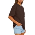 thumbnail image 3 of KDDYLITQ Womens Oversized T Shirts Loose Fit Crewneck Short Sleeve Tops Summer Casual Shirt 2026 Basic Tee Coffee 2XL, 3 of 4
