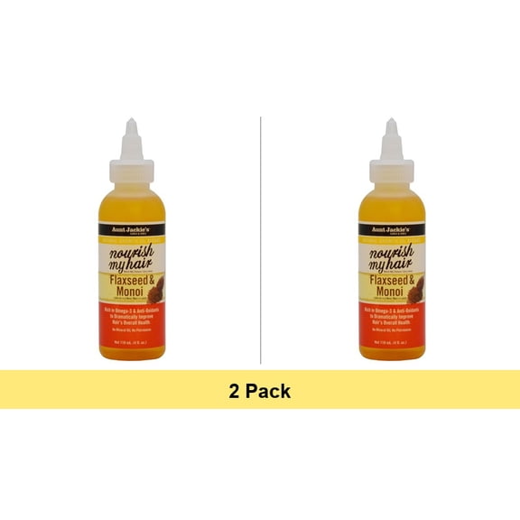 Aunt Jackies Nourish My Hair Flaxseed and Monoi Hair Oil, 4 Oz - 2 Pack