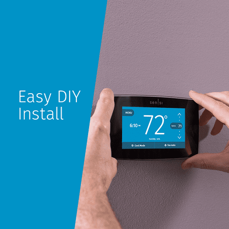 Emerson - Sensi Touch Smart Programmable Wi-Fi Thermostat-Works with Alexa, C-Wire Required - Black