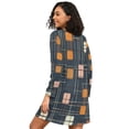 thumbnail image 2 of FORMRS Womens Long Sleeve Nightgowns Crew Neck Sleep Shirt Soft Pajamas Sizes S-3XL, Orange Checkered Pattern, 2 of 8