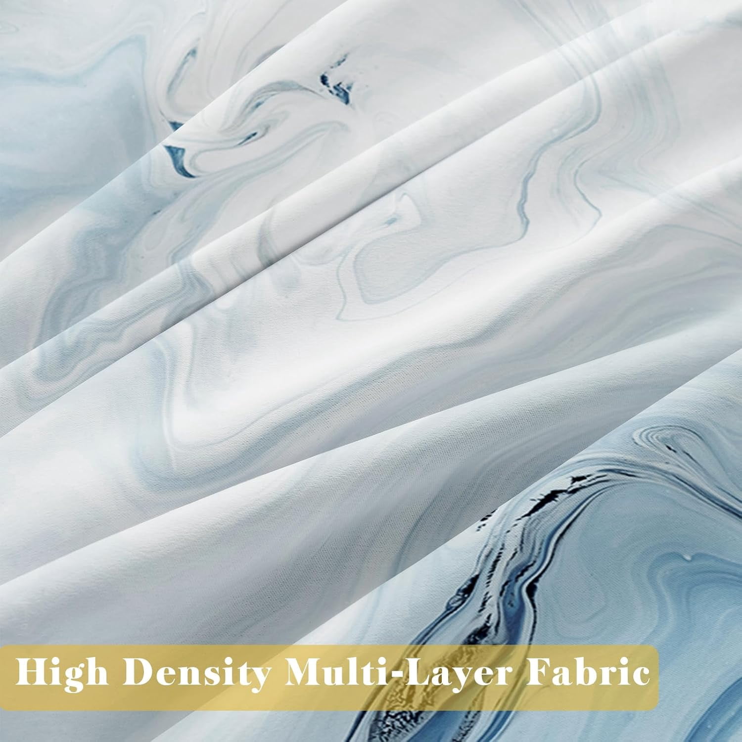 Marble Blackout Curtains for Bedroom Windows, Modern Abstract Print Curtains for Living Room, Blue Dining Room Curtain Draperies 2 Panel Sets, 52" X 84"
