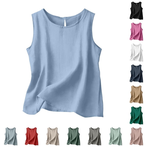 ChoXxx Women's Plus Size Sleeveless Loose Fit Camisole Tank Summer Light Blue S