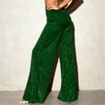 thumbnail image 6 of qolati Sequin Wide Leg Pants Women Vintage High Waist Palazzo Lounge Pant Stretchy Glitter Sparkly Classic Fitted Shiny PantsGreenL, 6 of 10
