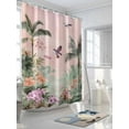 thumbnail image 3 of Fsddascl Vintage Pastoral Shower Curtain Set - 48" x 72" Washable Bathtub Curtain with 12 Hooks, Farmhouse Botanical Tree Birds Pink Green Waterproof Fabric Stall Shower Curtains for Bathroom, 3 of 6
