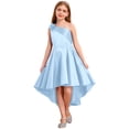 thumbnail image 6 of TiaoBug Kids Girls One Shoulder Flower Girl Wedding Bridesmaid Dress Sleeveless Princess High Low Dresses Blue 12, 6 of 6
