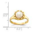 thumbnail image 3 of Solid 14k Yellow Gold 6-7mm White Button Freshwater Cultured Pearl Ring Band Size 8.5, 3 of 6