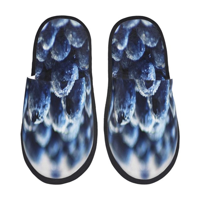Balery Blueberry Pantuflas de Casa de Felpa Silenciosas con Diseño Estampado, Zapatillas Cómodas Antideslizantes de Algodón para Interior-Medium