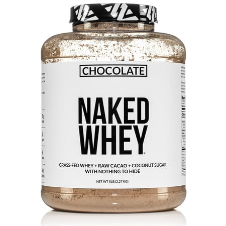 NAKED nutrition Whey Protein Supplement Powder  Chocolate  GMO Free  Soy Free  Gluten Free Aid Muscle Growth and Recovery 60 Servings  5 Ib