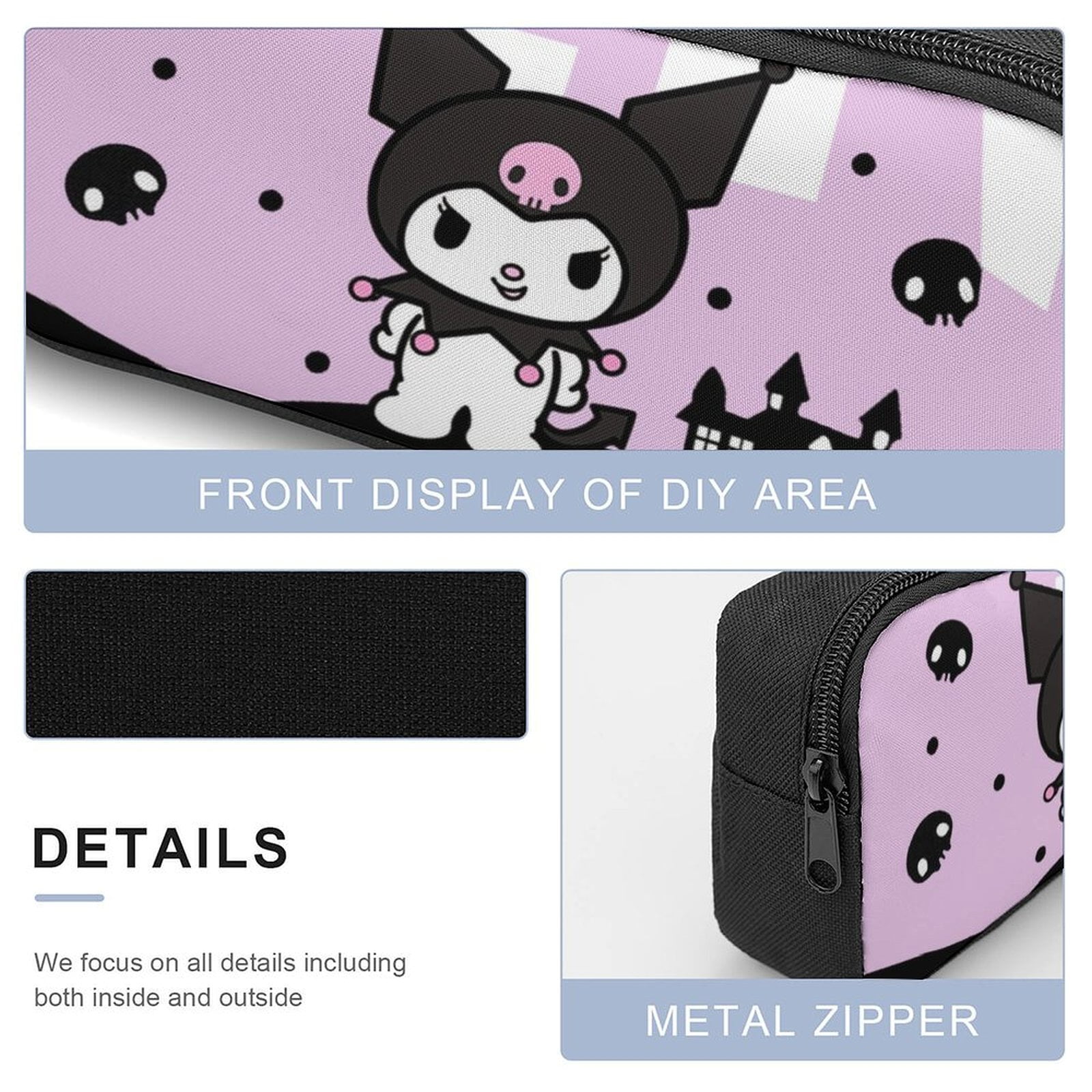 Kuromi 3 Piece Backpack Set with Lunch Bag Pencil Case, High